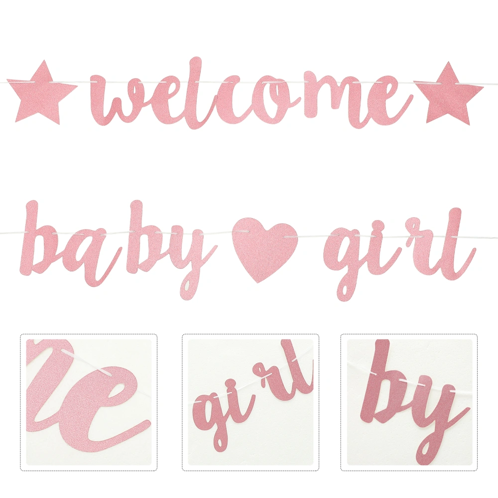 1Set Baby Shower Banner Welcome Baby Girl Banner Baby Shower Party Decoration