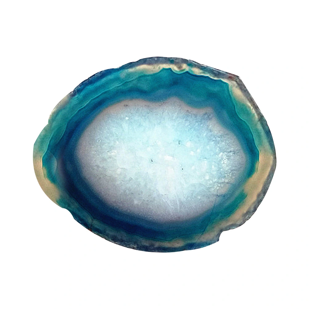 2pcs Decorative Agate Stone Slice 6-8cm Oval Polished Stone Ornament Home Office Decoration (Pink and Blue Random Pattern)