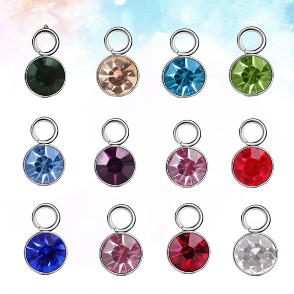 12Pcs Colorful Birthstone Crystal Pendant Frame Gemstone Findings Accessories Exquisite Craft for Jewelry Making DIY Mixed Color