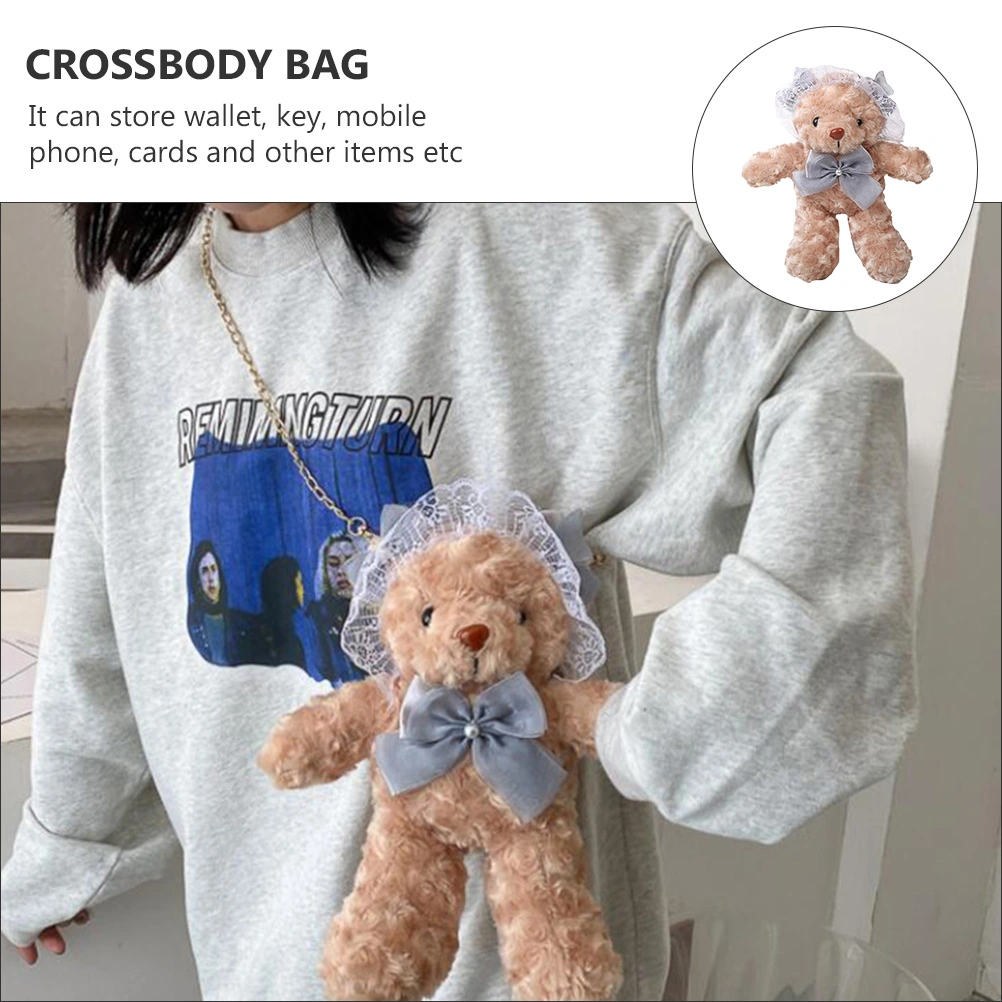 All-Match Cartoon Bear Shape Shoulder Bag Plush Student Cross Body Shopping Bag