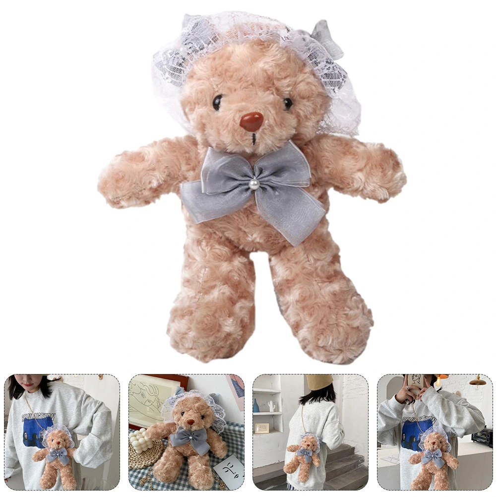 All-Match Cartoon Bear Shape Shoulder Bag Plush Student Cross Body Shopping Bag