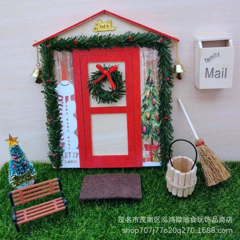 1 Set of Doll House Christmas Decoration Doll House Door Miniatures Doll House Scene Model