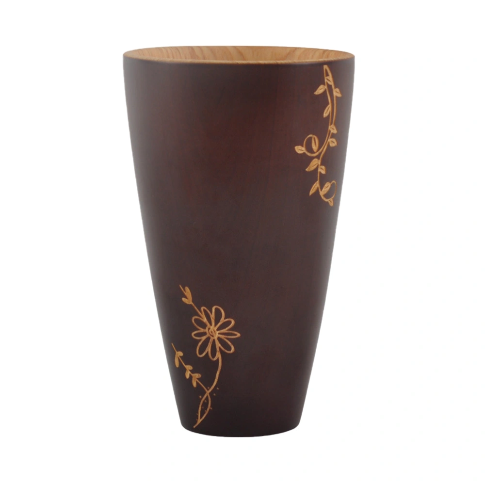 Wooden Chinese Fir Cup Vintage Cup Creative Carving Design Cup for Home Kitchen Office