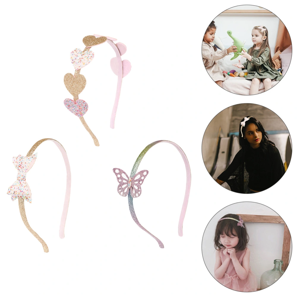 3Pcs Adorable Heart Design Baby Girl Hair Hoops Party Girl Sweet Headdress