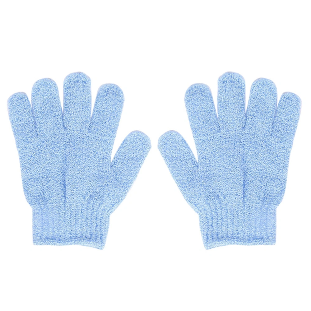 Pair of Shower Exfoliating Bath Gloves Seamless Shower Gloves Body Exfoliator in Candy Color(Blue)