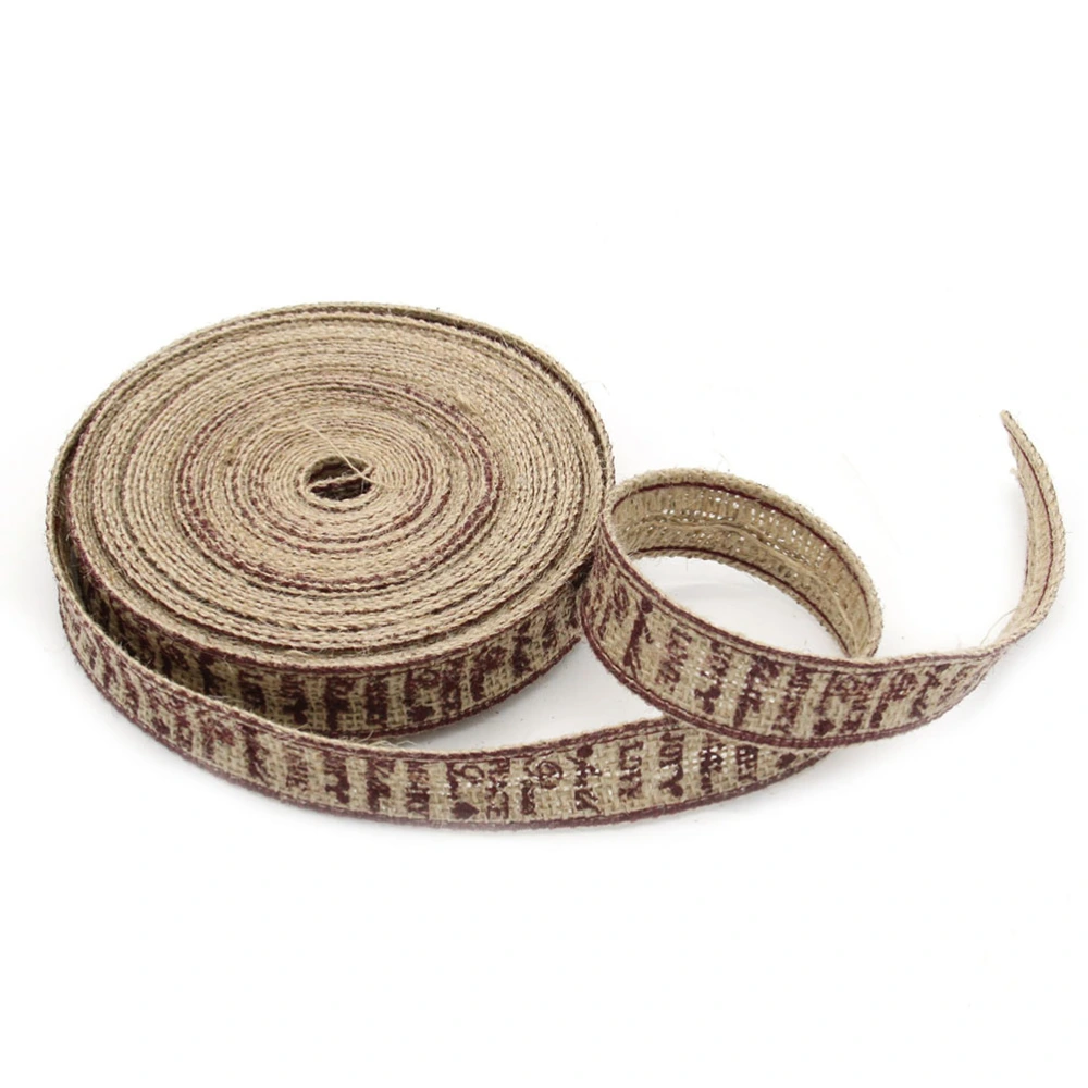 10M 2.5CM English Letters Burlap Craft Ribbon for DIY Crafts Home Wedding Christmas Decoration