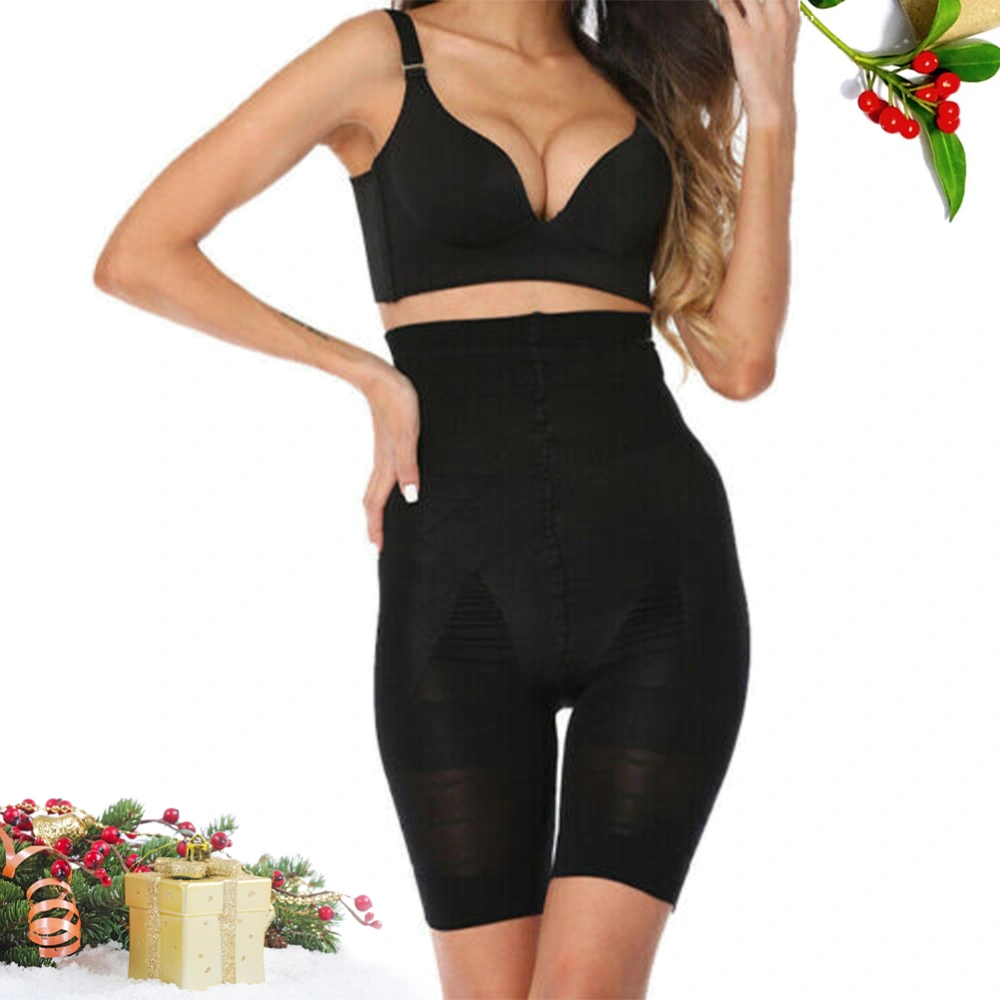 Women High Waist Body Shaper Shapewear Tummy Hip Control Shorts Pants Body Shaper Slim Waist Bodysuit -Size L(Black)