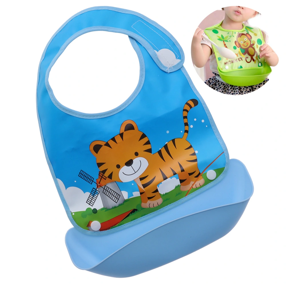 Newborn Baby Bibs Waterproof Baby Apron Bib Infant Saliva Towels (Blue Tiger)