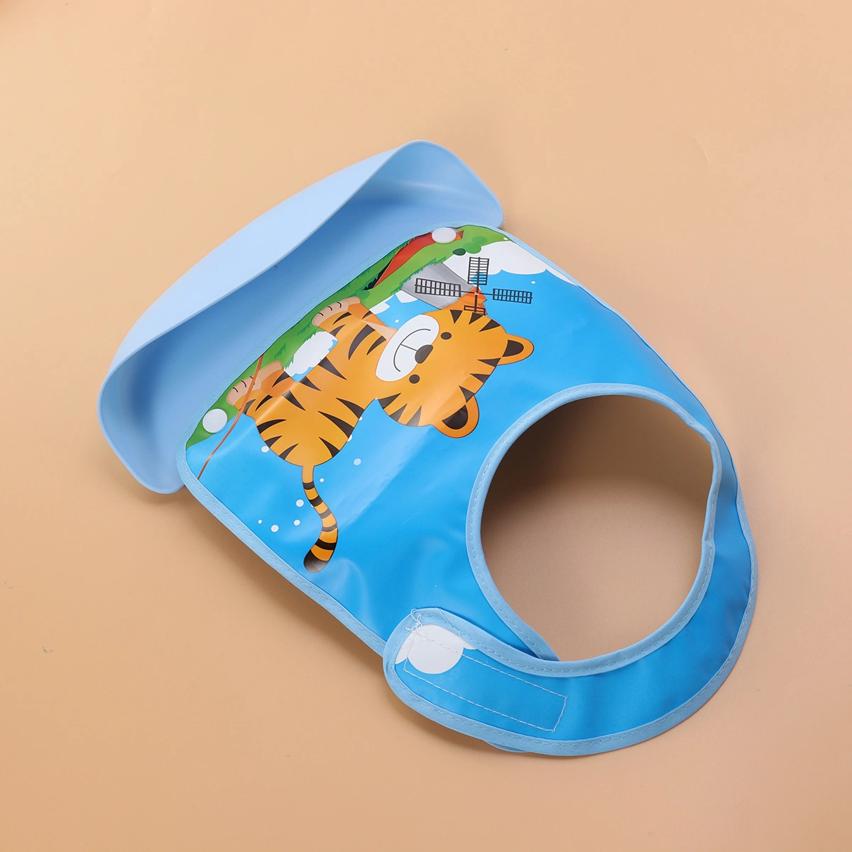 Newborn Baby Bibs Waterproof Baby Apron Bib Infant Saliva Towels (Blue Tiger)
