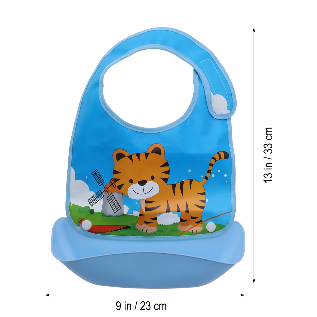 Newborn Baby Bibs Waterproof Baby Apron Bib Infant Saliva Towels (Blue Tiger)
