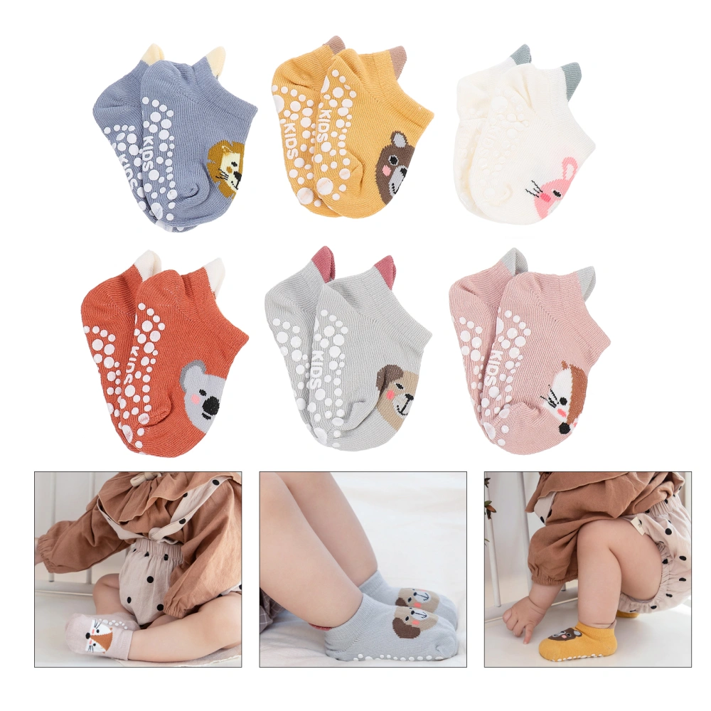 6 Pairs Cartoon Low-cut Baby Socks Non-slip Floor Boat Socks Cotton Baby Socks