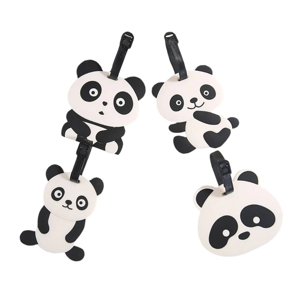 1 Set 4Pcs Lovely Cartoon Panda Luggage Tags Baggage Bag Tags (White Black)