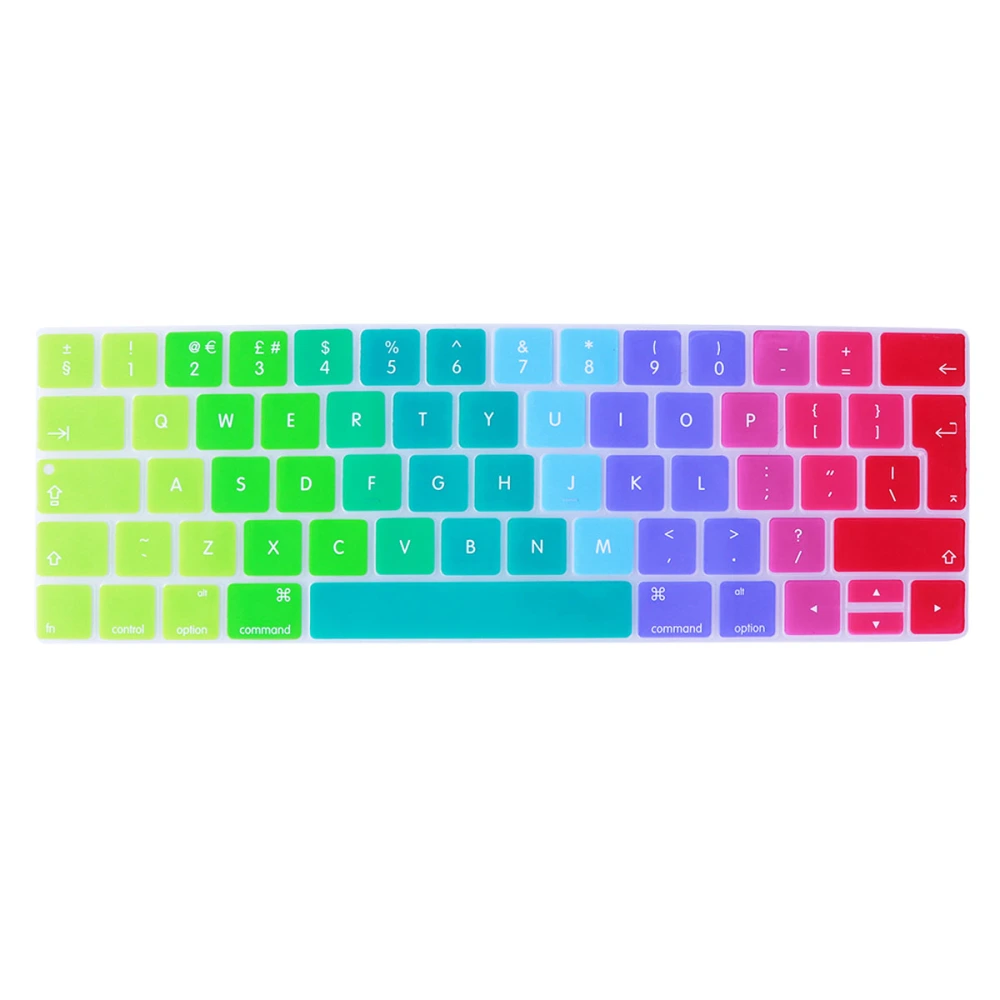 Keyboard Cover Foreign Language Protection Keyboard Membrane Rainbow Keyboard Cover for Apple Pro 13/15 Touch Bar (European Version of English)(Multicolor)