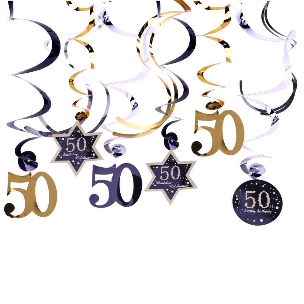 50th Birthday Swirls Set Hanging Ornament Dangling Spirals PVC Pendants Party Decoration (A+B)