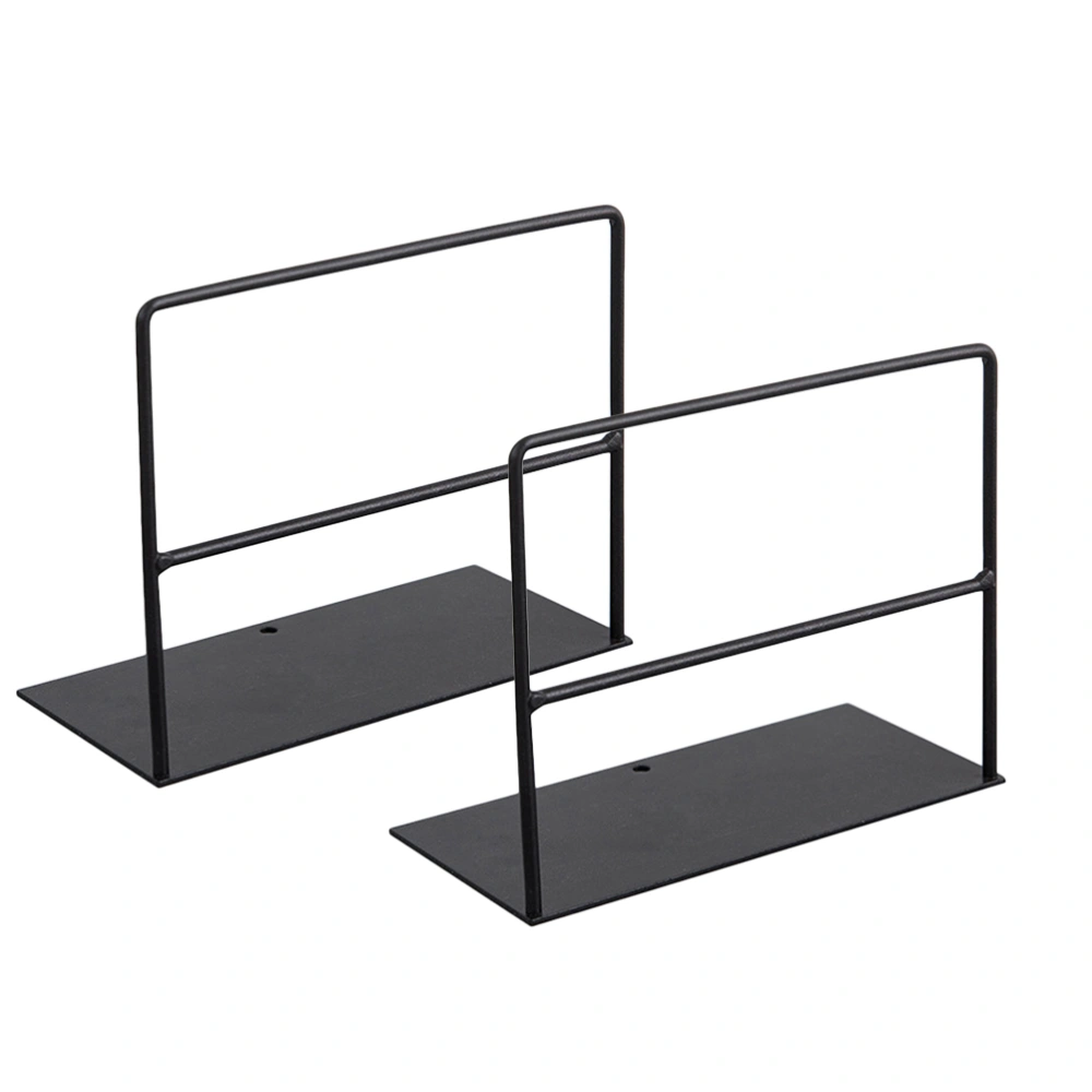 2pcs Black Iron Bookends Practical Simple Book Ends Book Supports Rack Desktop Organizer Magazines Stand for Office School