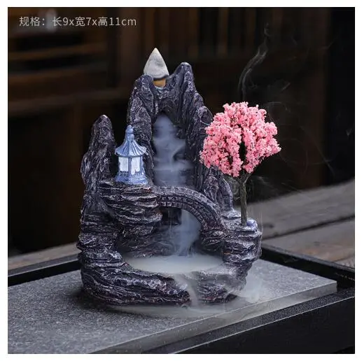 Vintage Backflow Incense Burner Resin Craft Tabletop Censer Waterfall Effect Incense Burner