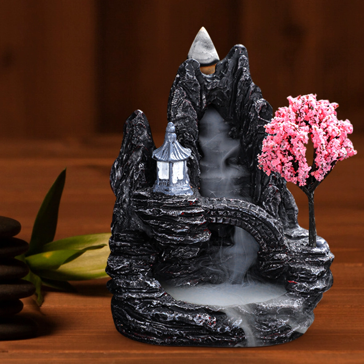 Vintage Backflow Incense Burner Resin Craft Tabletop Censer Waterfall Effect Incense Burner