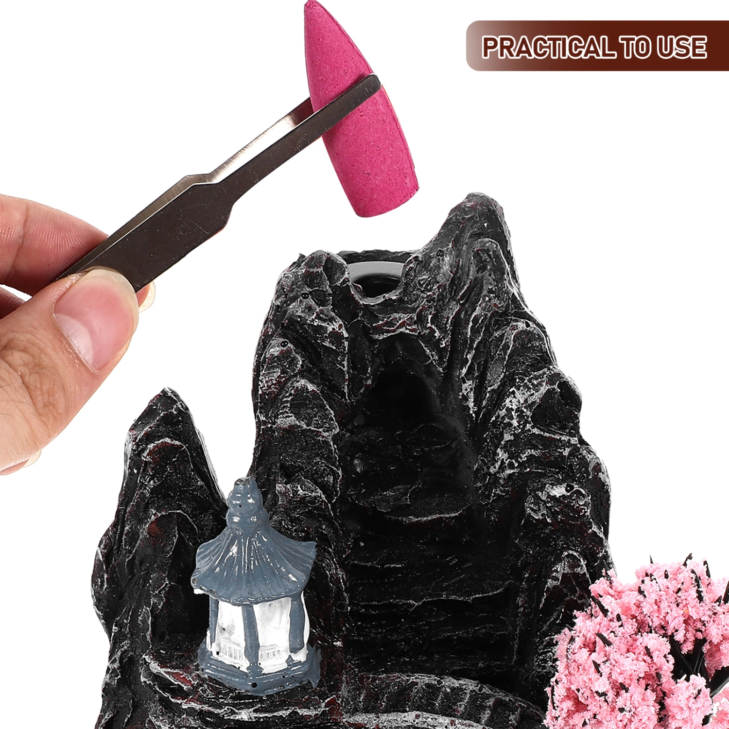 Vintage Backflow Incense Burner Resin Craft Tabletop Censer Waterfall Effect Incense Burner