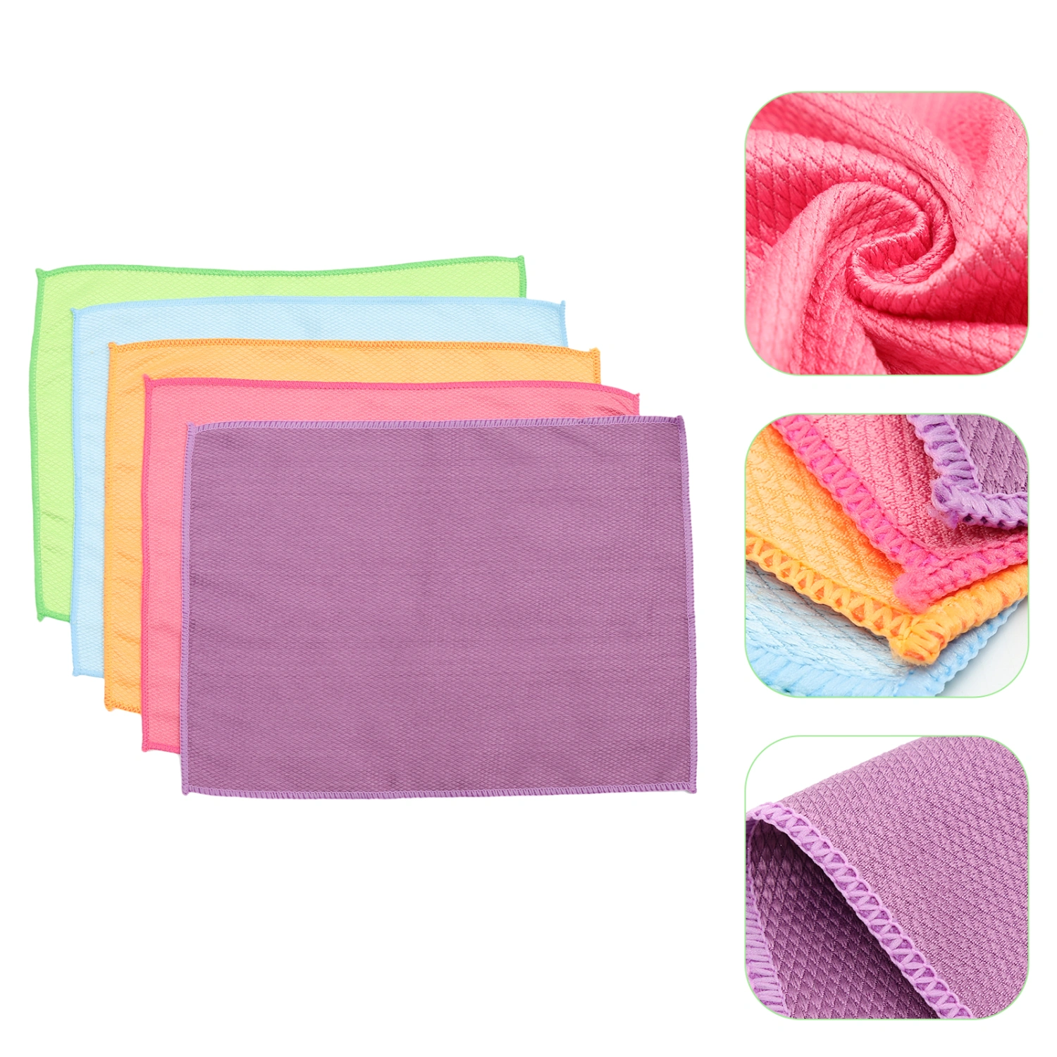 5Pcs Microfiber Cleaning Cloths Kitchen Glass Cleaning Cloths Car Window Cleaning Rags
