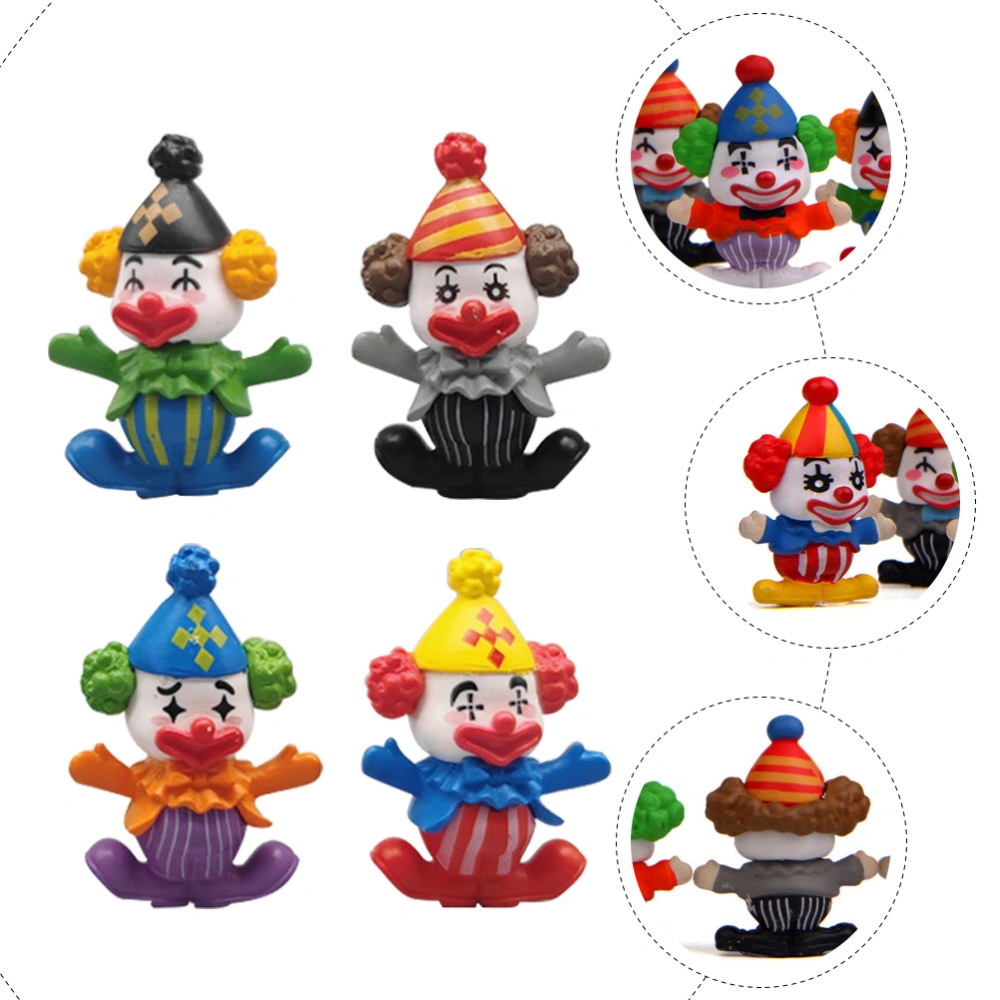 4Pcs Decorative Miniature Clowns Multi-function Mini Figures Landscaping Mini Figurines