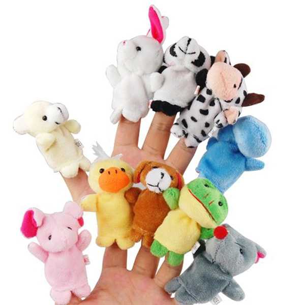 10pcs Cartoon Animal Finger Puppets Dolls Props Toys (Random Pattern)