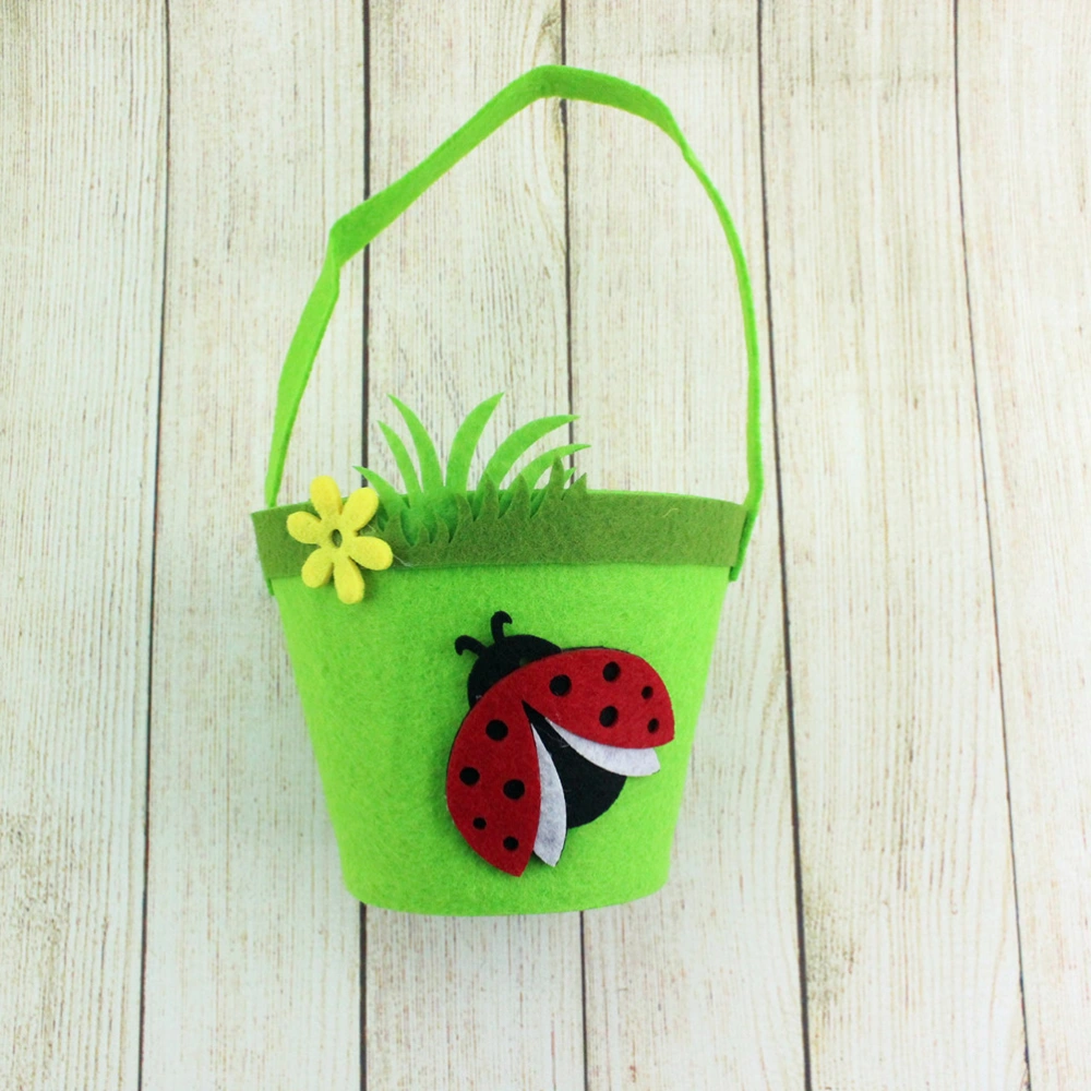 Easter Eggs Basket Adorable Portable Easter Bag for Egg Hunts Easter Favors Gifts Candies Treats Goodies (Ladybird)