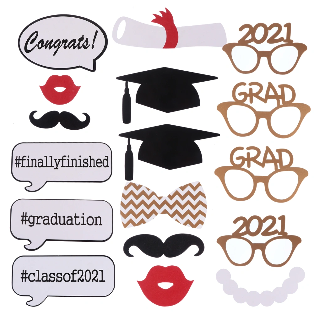 17pcs Creative Graduation Party Paper Photo Booth Props Photography Supply