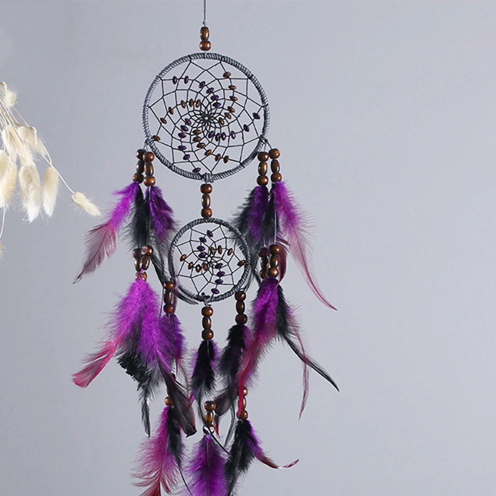 Two Rings Dream Catcher Handmade Feathers Indian Dreamcatcher Wall Hanging Home Car Decor Craft