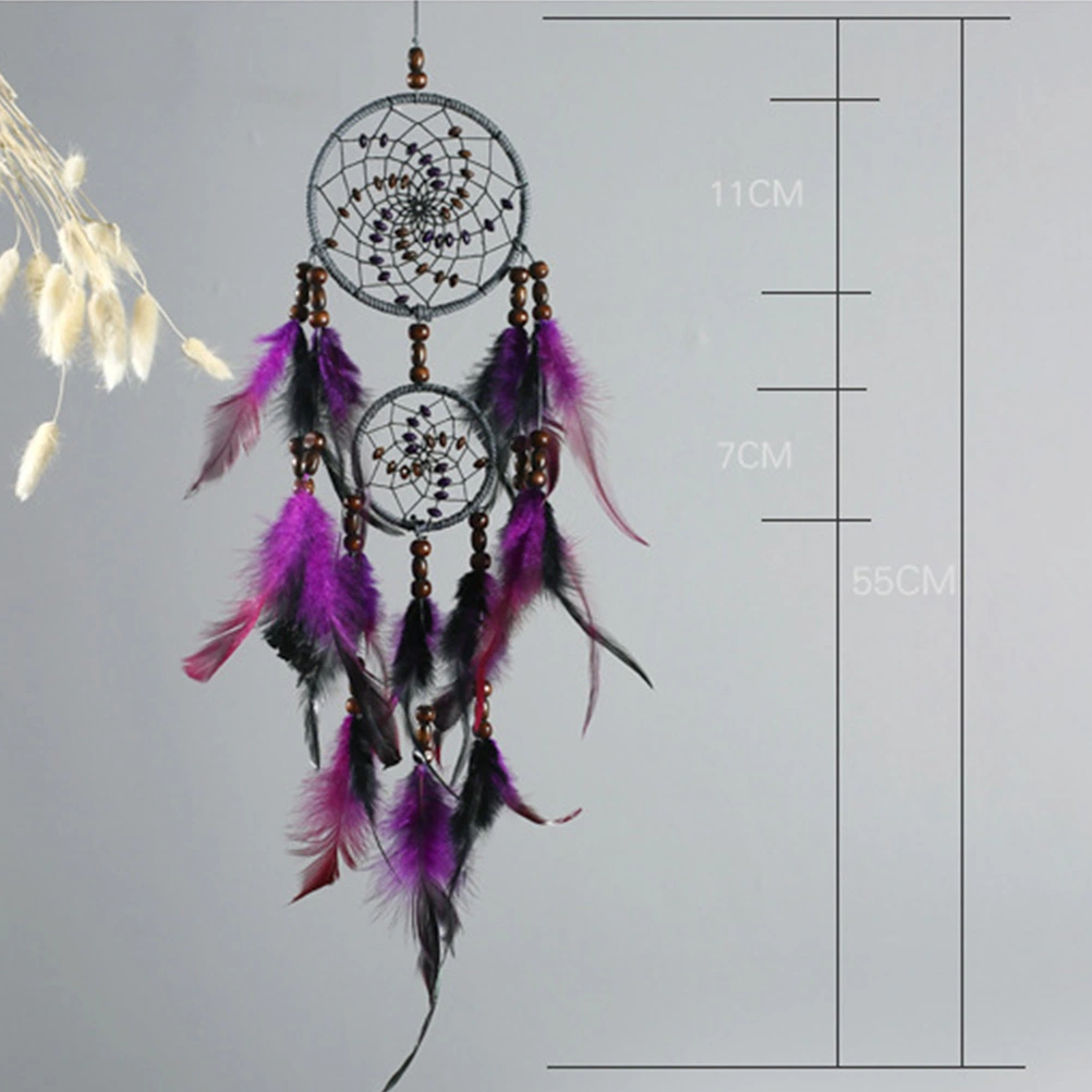 Two Rings Dream Catcher Handmade Feathers Indian Dreamcatcher Wall Hanging Home Car Decor Craft