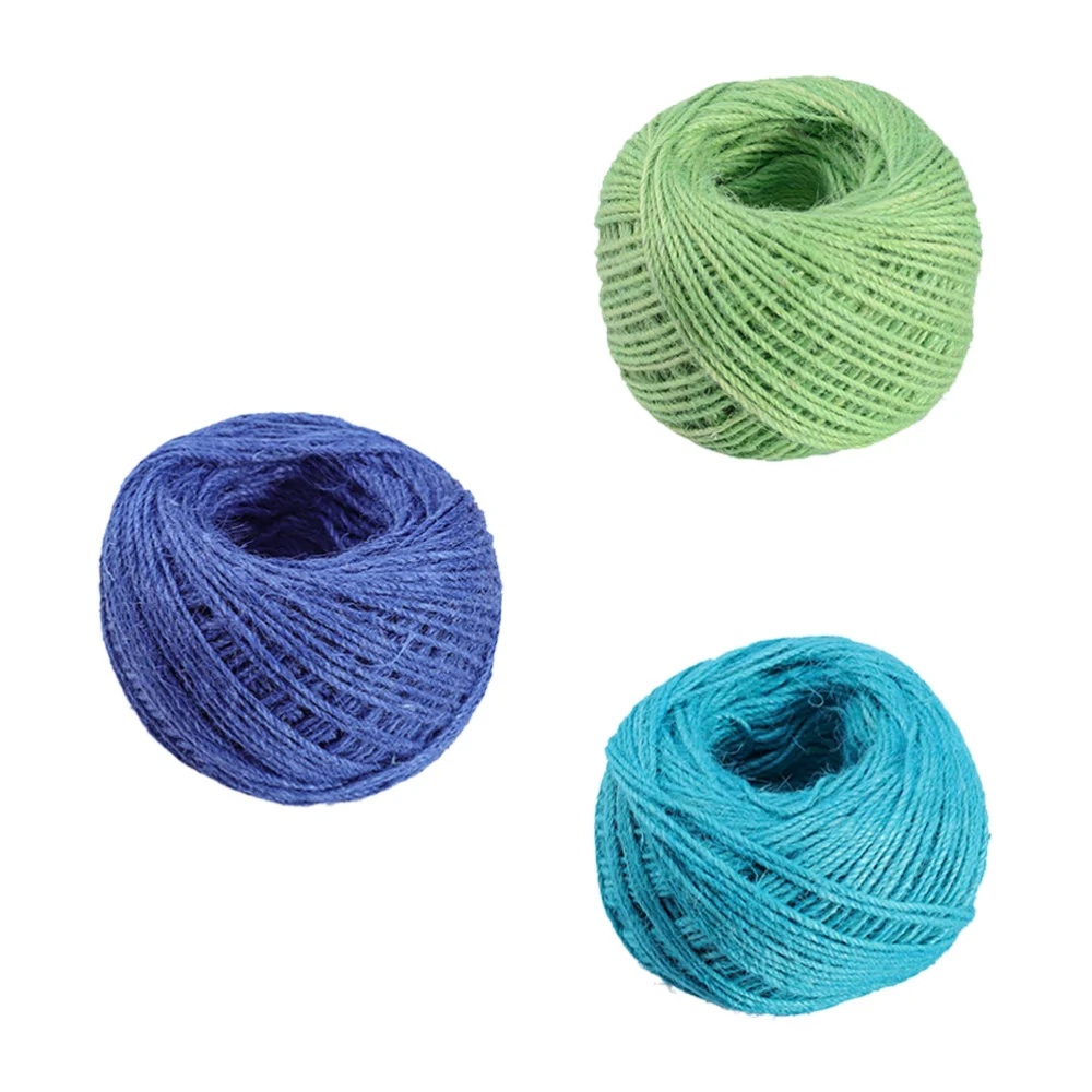 3 Pcs 50M Hemp Rope Arts and Crafts Colored Hemp Rope For Gifts DIY Crafts Festive Decoration Bundling and Gardening (2mm Green, Lake Blue, Royal Blue)