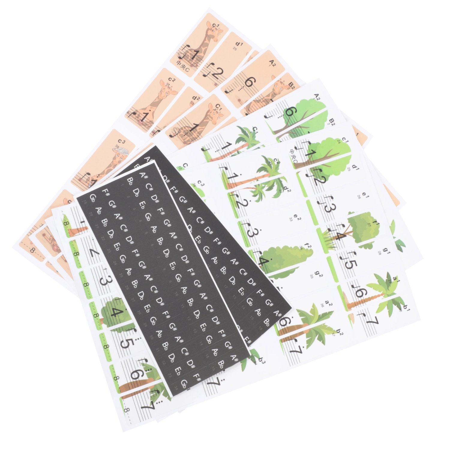2 Sheets Introductory Piano Stickers Piano Decals Piano Keyboard Decals (Assorted Color)