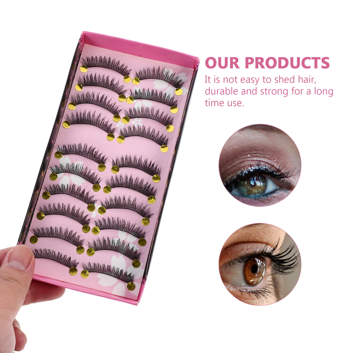 10 Pairs False Eyelashes Fake Eyelashes Artificial Fiber Lashes Makeup Eyelashes