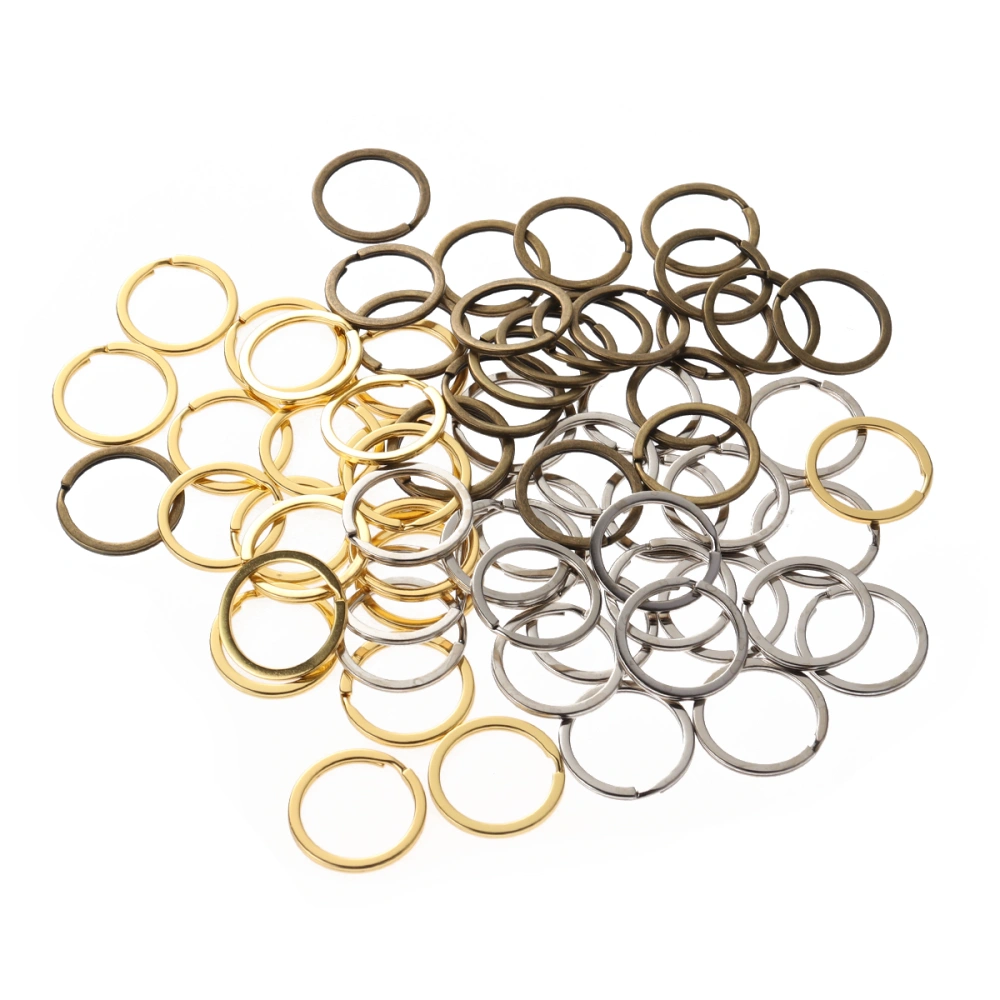 60pcs Multi-colored Metal Key Holder Flat Split Rings Womens Mens Key Ring Key Chain(each 20 of 30mm Nickel Color, 30mm Gold, 30mm Bronze)