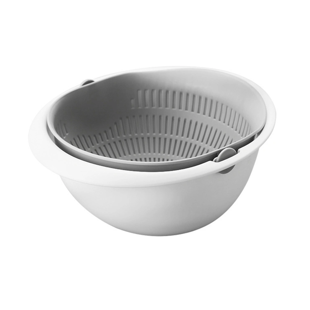 Double-layer Draining Basket Rotating Washing Basket Multifunction Kitchen Drain Basket Multi-purpose Storage Basket Grey