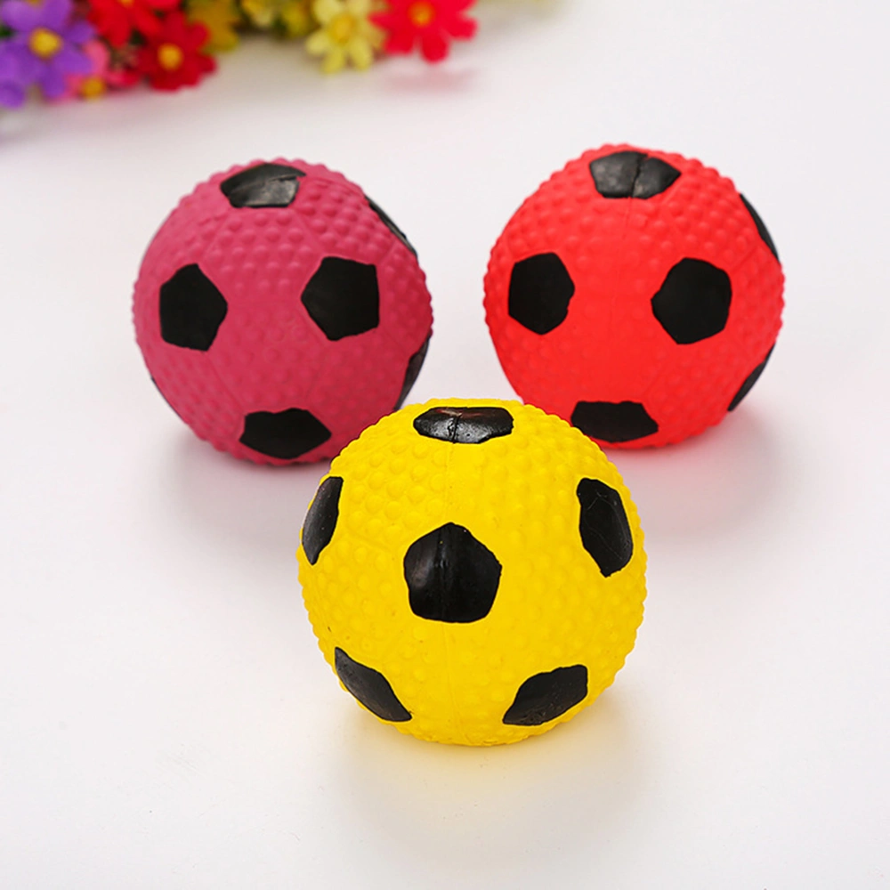 3PCS Pet Molars Sounding Toy Ball Dog Training Latex Basketball Puzzle Interactive Toy Small Football Puppy Chew Throw Ball (Pink Yellow and Red)