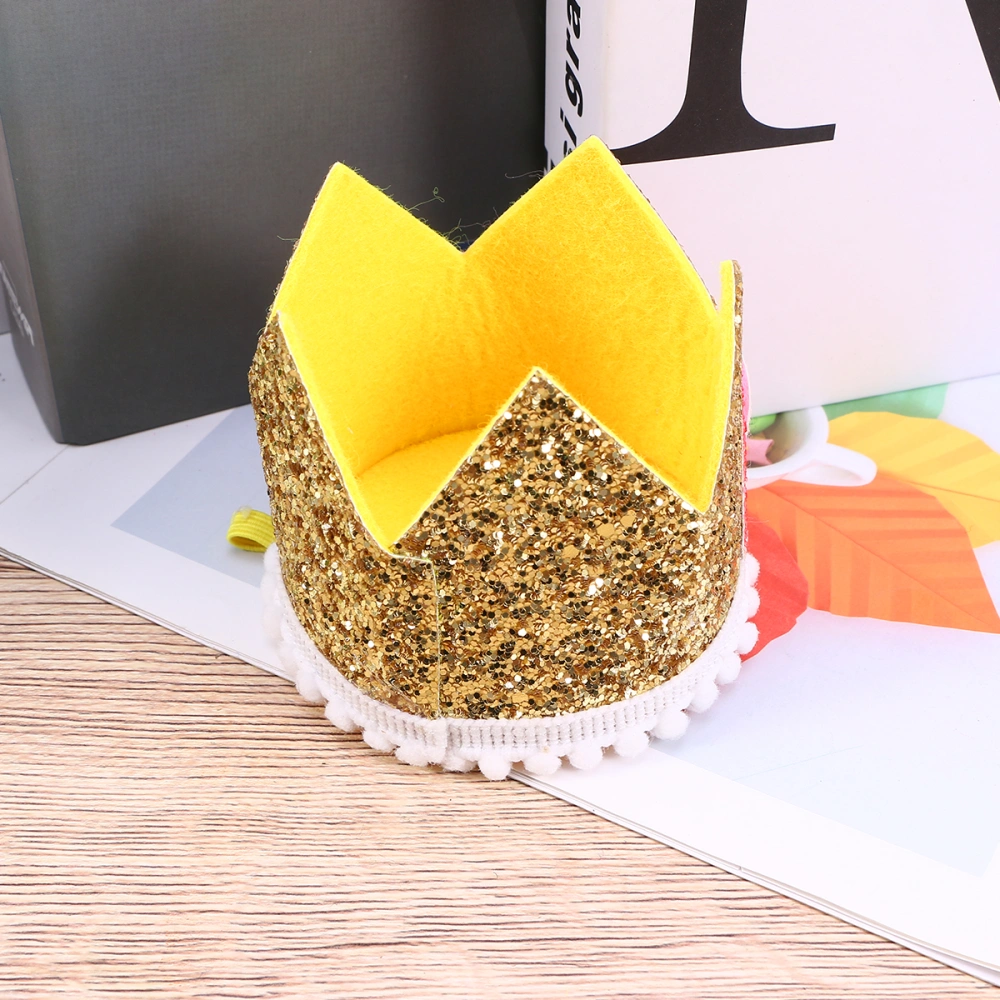 1PC Party Hat Tiara Crown Hat Party Supplies for Kids Baby Birthday Celebration Baby Shower Photo Props Golden and Rainbow Crown White Lace White one