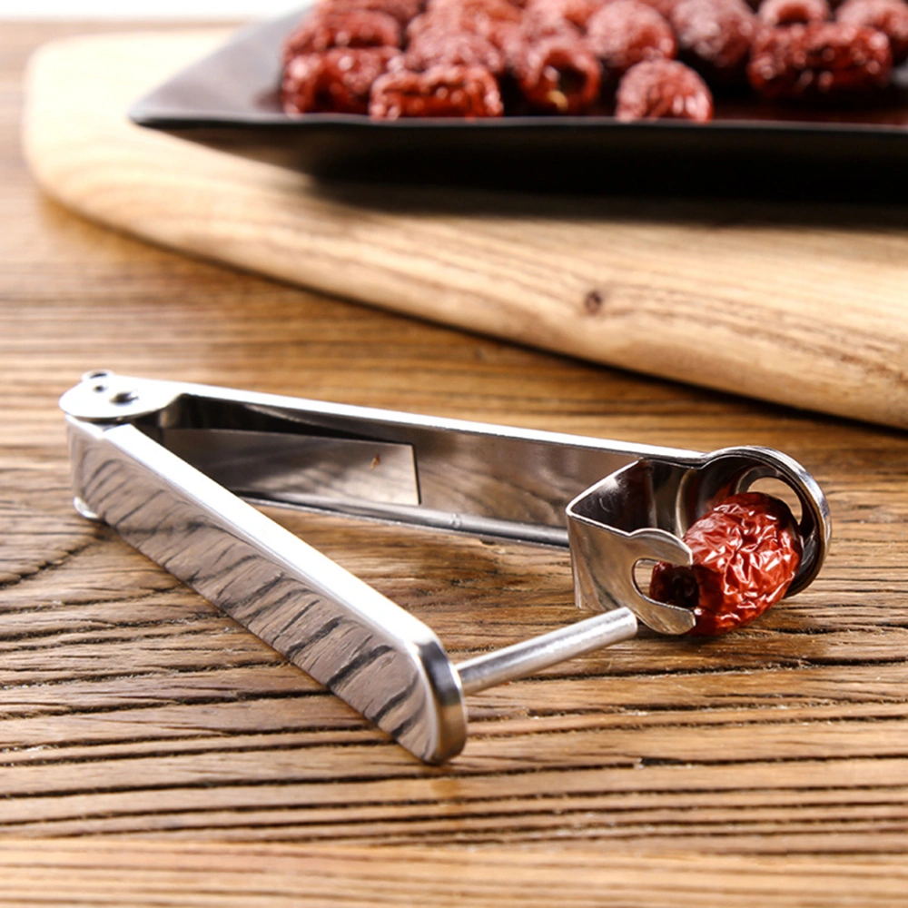 1 pc Red Date Corer Stainless Steel Hawthorn Cherry Pitter Remover Machine Fruit Core Remover 14.5x1.8x3.5cm