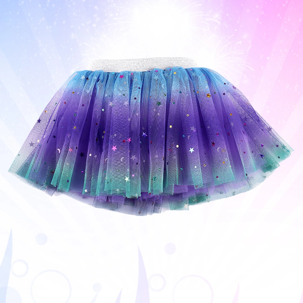 Children Pentagram Tulle Skirt Tutu Skirt Dress for Showing Stage Costume Cosplay Parties( Rainbow Color, Suitable for 3-8 Years Old)