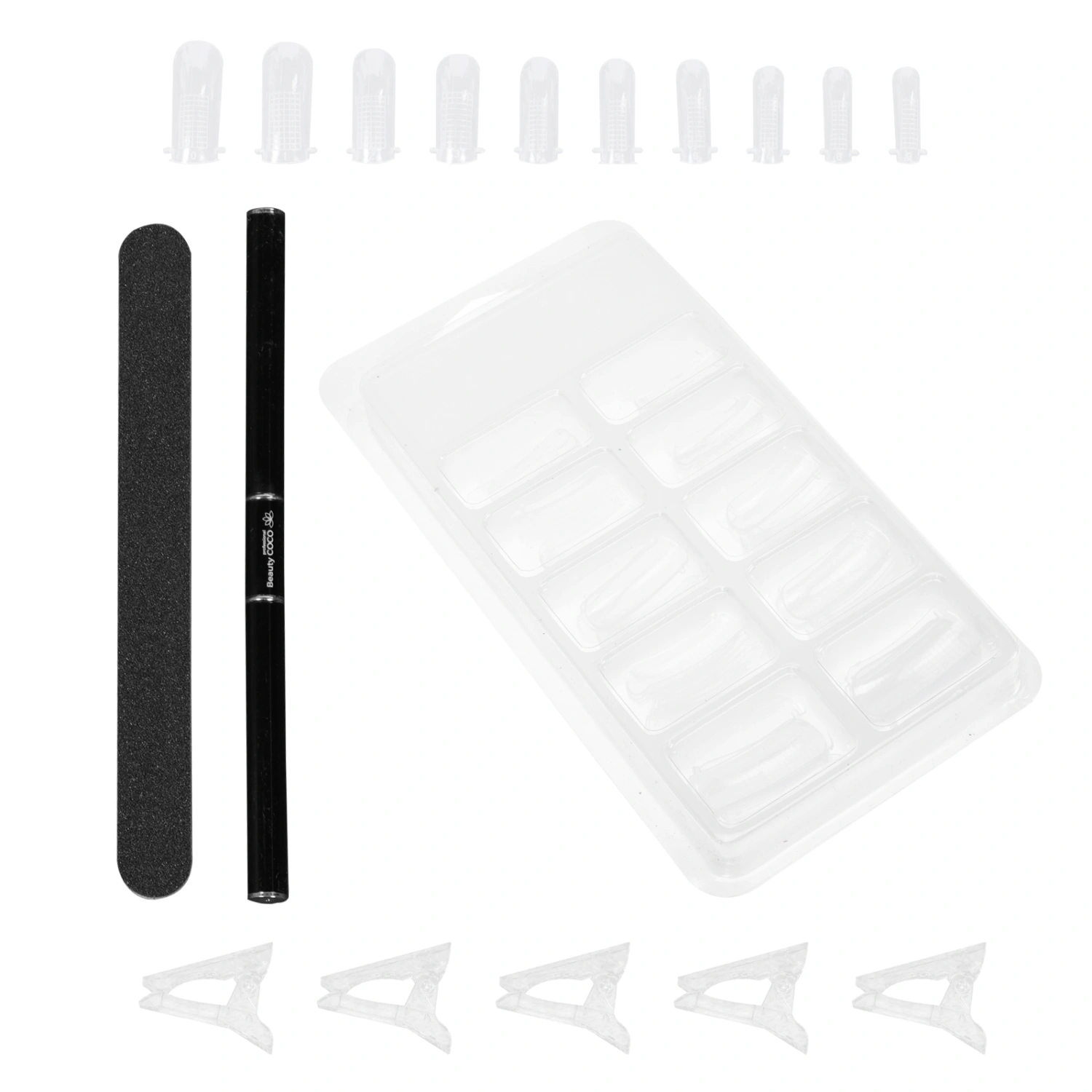 1 Set Nail Art Extension Nail Kit Scale Nail Piece Steel Push Crystal Clip Set