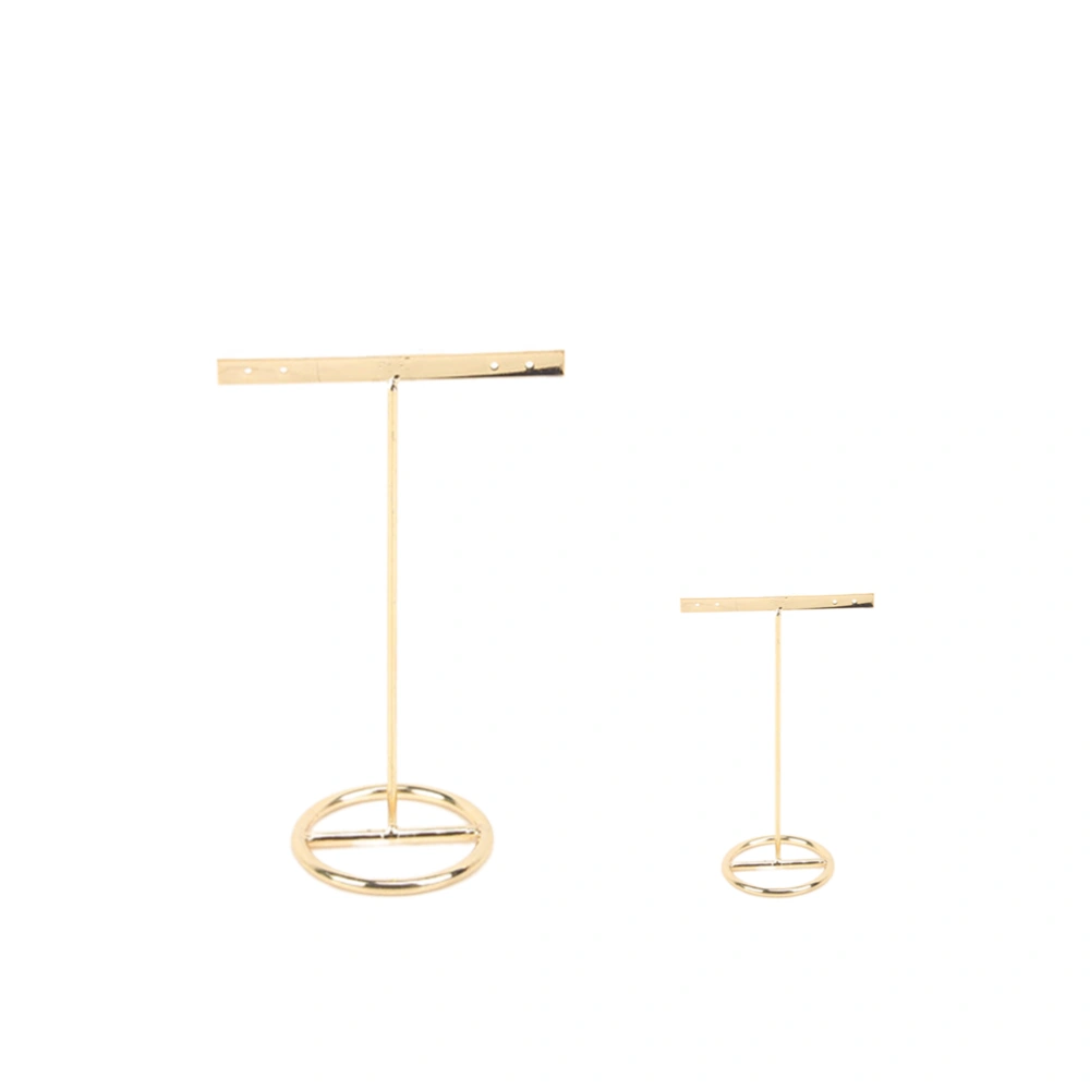 2pcs Metal Earrings Holder T-shaped Eardrop Display Stand Ear Jewelries Rack Organizer (Flat Rod with Holes)