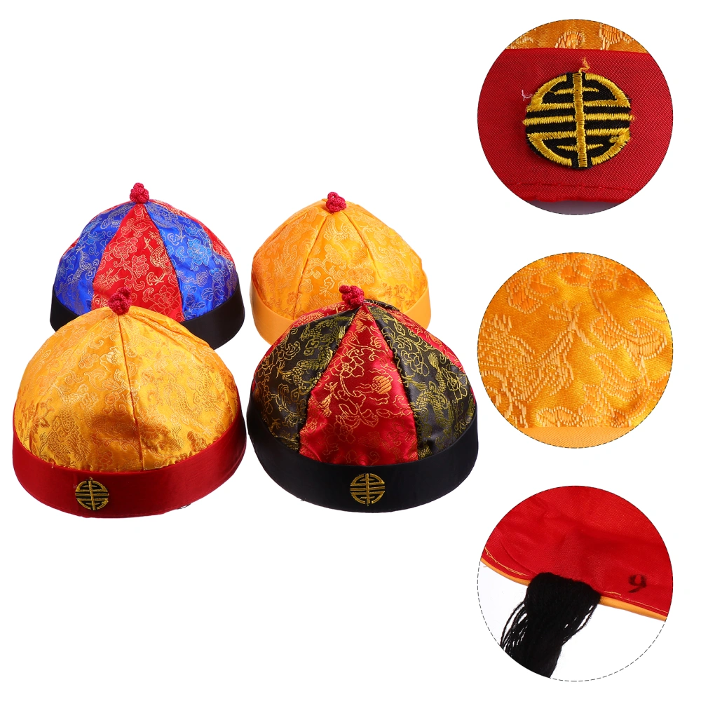 4 Pcs Vintage Costume Hats Exquisite Cloth Cos-play Hats with Braids (No.7)