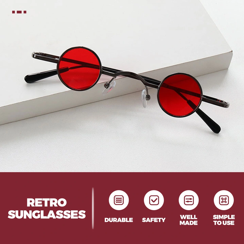 2pcs Vintage Small Circle Sunglasses Fashionable Sunglasses Round Hippie Sunglasses