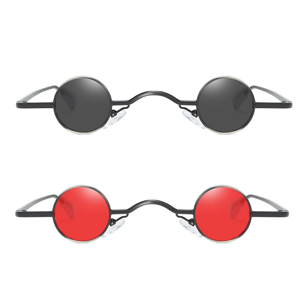 2pcs Vintage Small Circle Sunglasses Fashionable Sunglasses Round Hippie Sunglasses