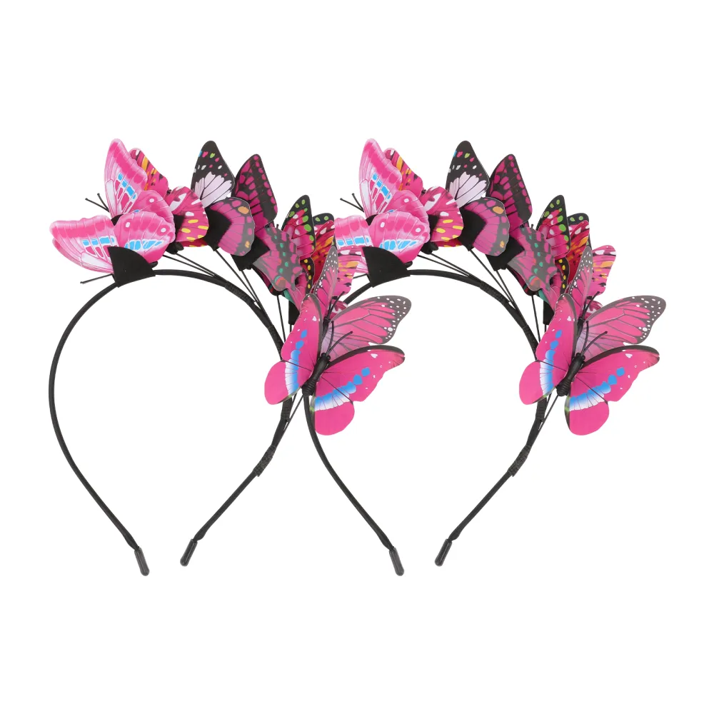 2pcs Creative Women Wedding Headdress  Party Photo Prop Bride Hair Band (Rosy)