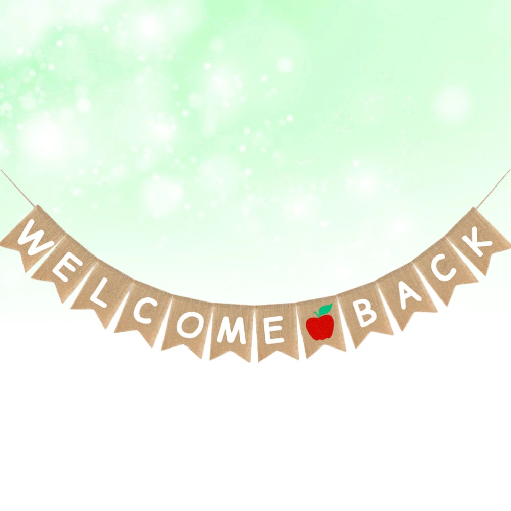 Burlap Banner Welcome Back Bunting Starting School Pull Flag Garland School First Day Party Decoration Supplies (B Type)