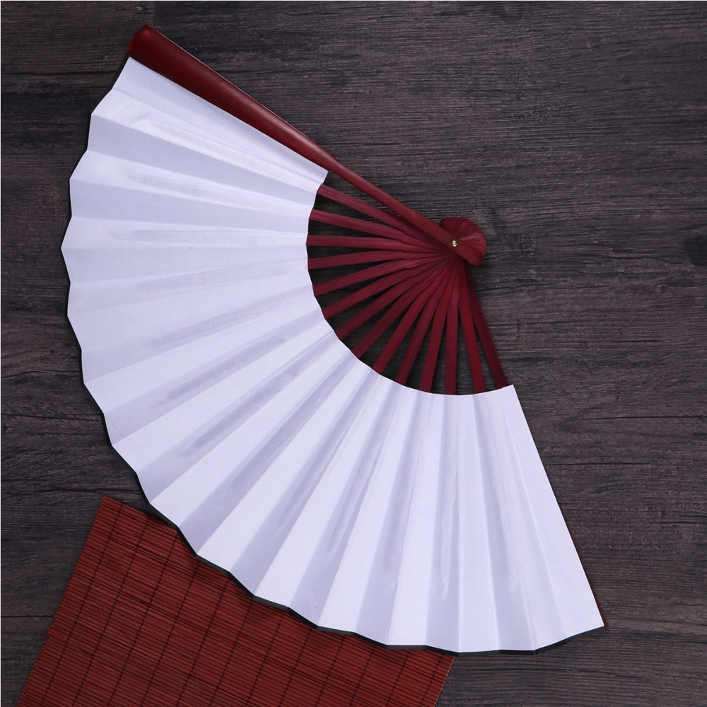 White Folding Hand Fan Bamboo Blank Chinese Fan Wedding Party Gift 10inch