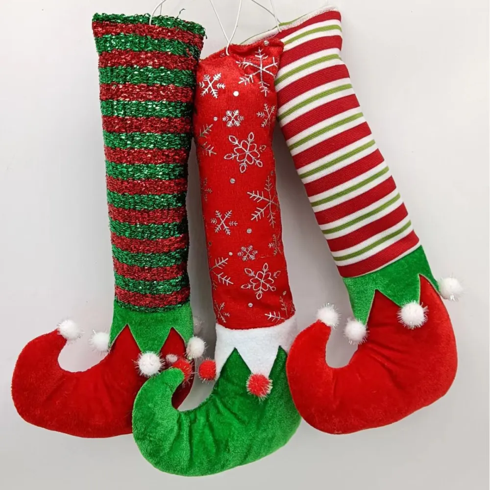 3Pcs Christmas Tree Elf Legs Decorations Party Decorative Props Xmas Scene Decoration