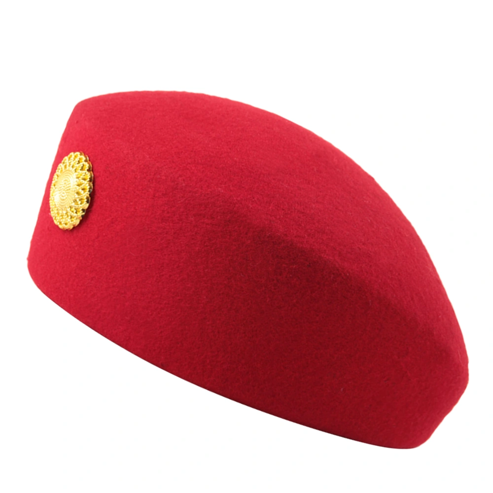 Ladies Red Stewardess Hat Felt Flight Attendant Hat Costume Air Hostess for Costume Cosplay Band Musical Performance