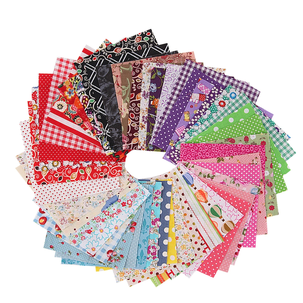 50Pcs 10x10cm DIY Patchwork Of Handmade Cotton Cloth for Handmade DIY（Colorful）