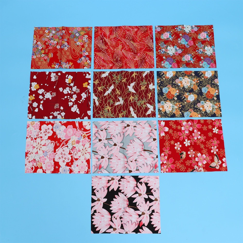 2 Sets Japanese Style Patchwork Plain Pattern Floral Cloth Handmade DIY Cotton Fabrics for Sewing Scrapbooking Quilting (5pcs/Set)